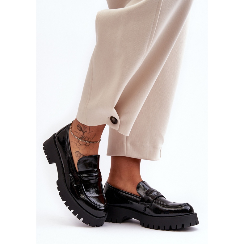WD1 Mocassins vernis à talons plats, noir Jannah 2