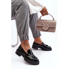 WD1 Mocassins En Cuir Verni À Franges, Velenase Noir le noir 2