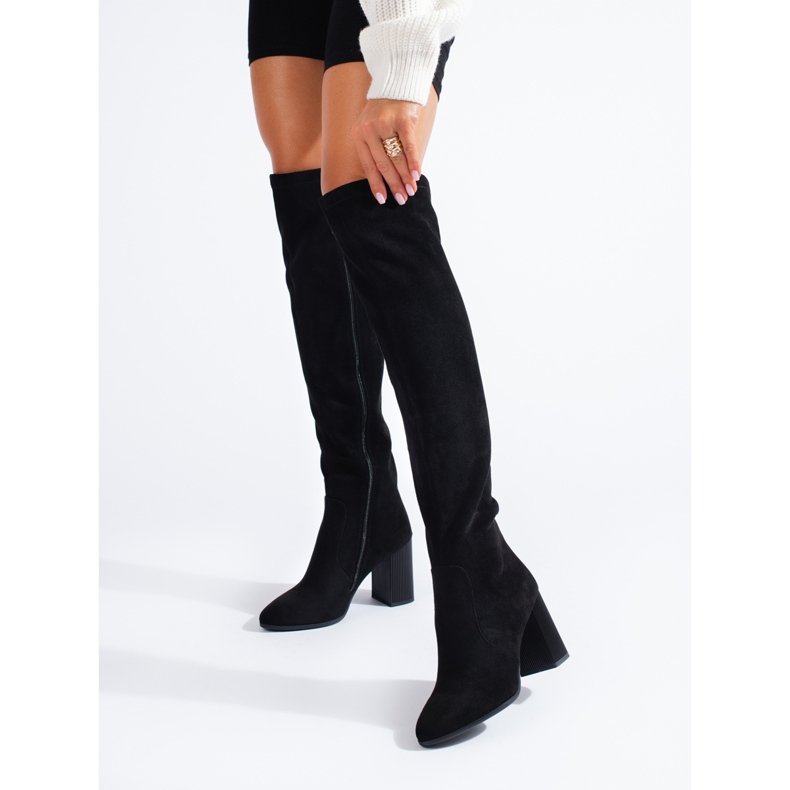 Bottes Shelovet pour femmes sur un poteau élégant le noir 1