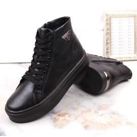 Bottines en cuir sur plateforme, creepers isolés noirs Filippo DBT4708 le noir 7