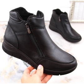 Bottines compensées isolées confortables en cuir, noir Helios 594S le noir 4