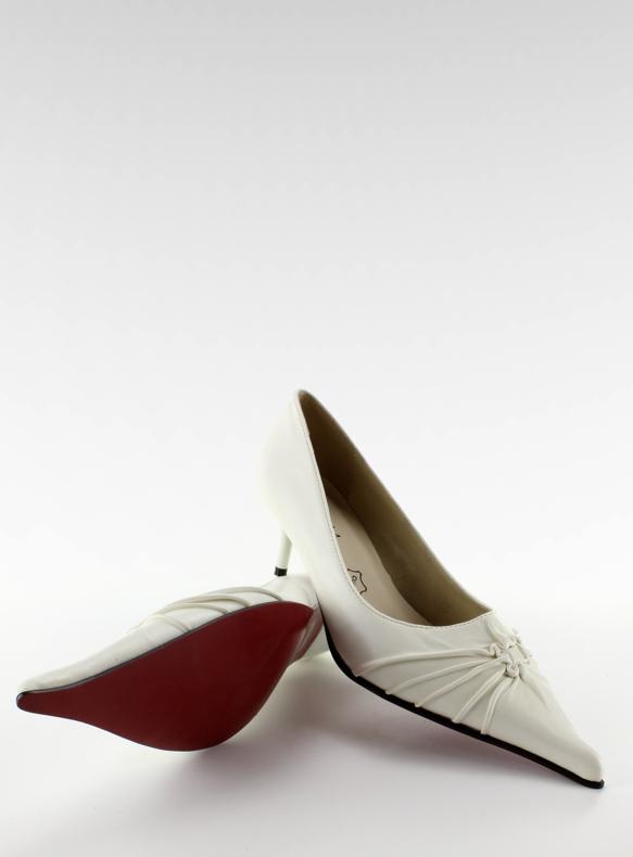 Pompes pointues à fronces 39920-21 Blanc blanche 1