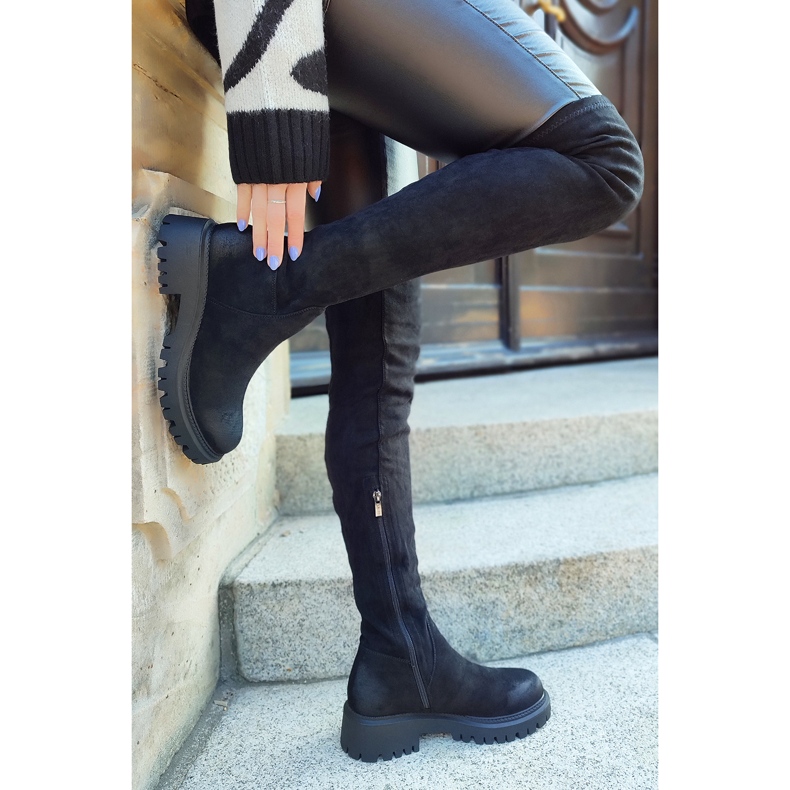 Cuissardes noires à tige élastique 1