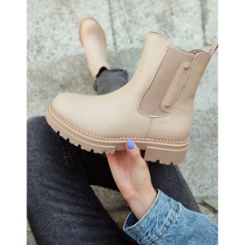 Bottines Chelsea beiges pour femme à semelle épaisse 2 Bottines Chelsea beiges pour femme à semelle épaisse 2