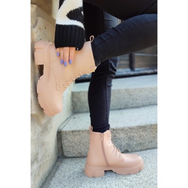 Bottines femme nude à lacets beige 1