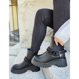 Bottines Chelsea Worker femme noires avec chaîne amovible 1
