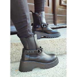 Bottines Chelsea Worker femme noires avec chaîne amovible 2