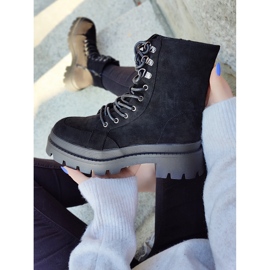 Bottines workwear femme en daim noir à semelle épaisse le noir 3