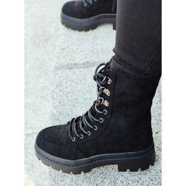 Bottines workwear femme en daim noir à semelle épaisse le noir 10