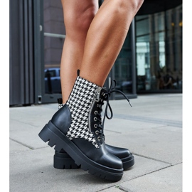 Bottines isolées noires à motif pied-de-poule par Alfeo le noir 2