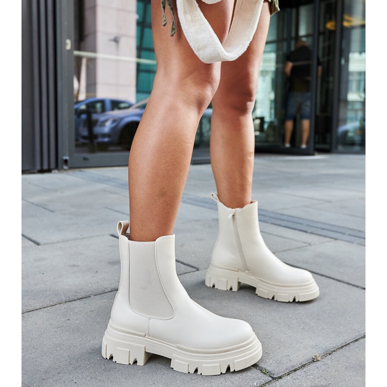 Bottines crème avec insert en caoutchouc D'Isola beige 2