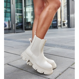 Bottines crème avec insert en caoutchouc D'Isola beige 3