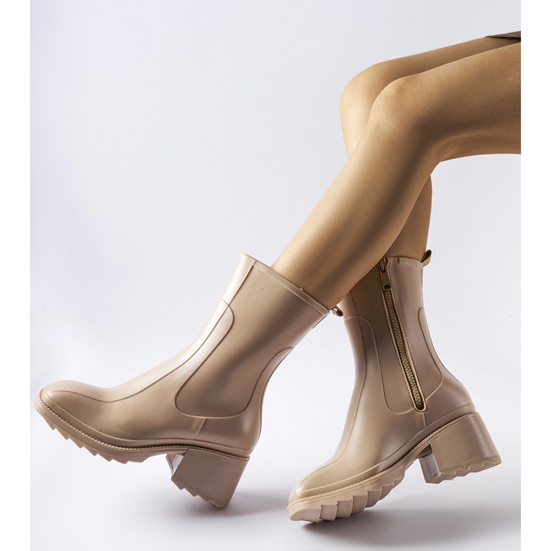 Bottines Wellington zippées beiges avec bloc Maggiore 1