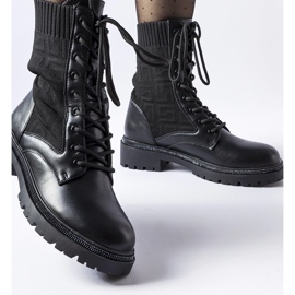 Bottines chaussettes noires avec strass Emanuele 1