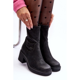 Sergio Leone Bottines à talons épais pour femmes noires Tozanna le noir 1