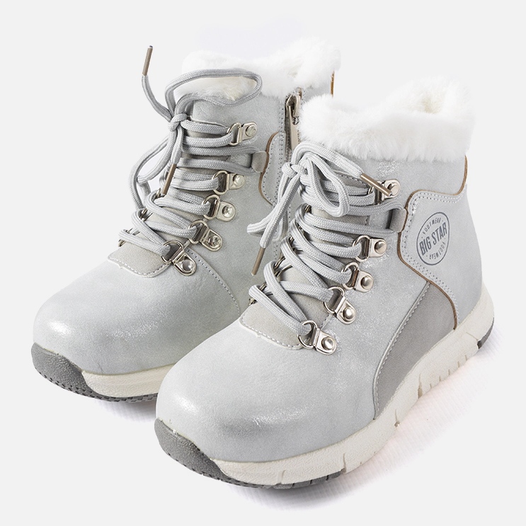 Chaussures chaudes grises pour enfants Big Star KK374178 argent 1