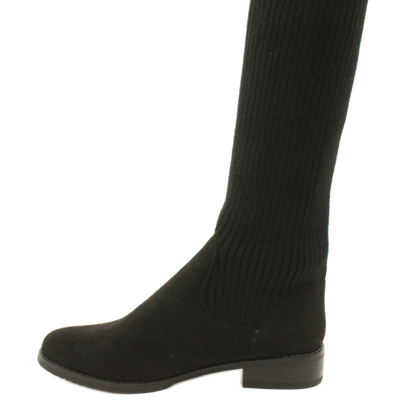 M.Daszyński Bottes côtelées pour femmes SA62-58 Bottes noires 5