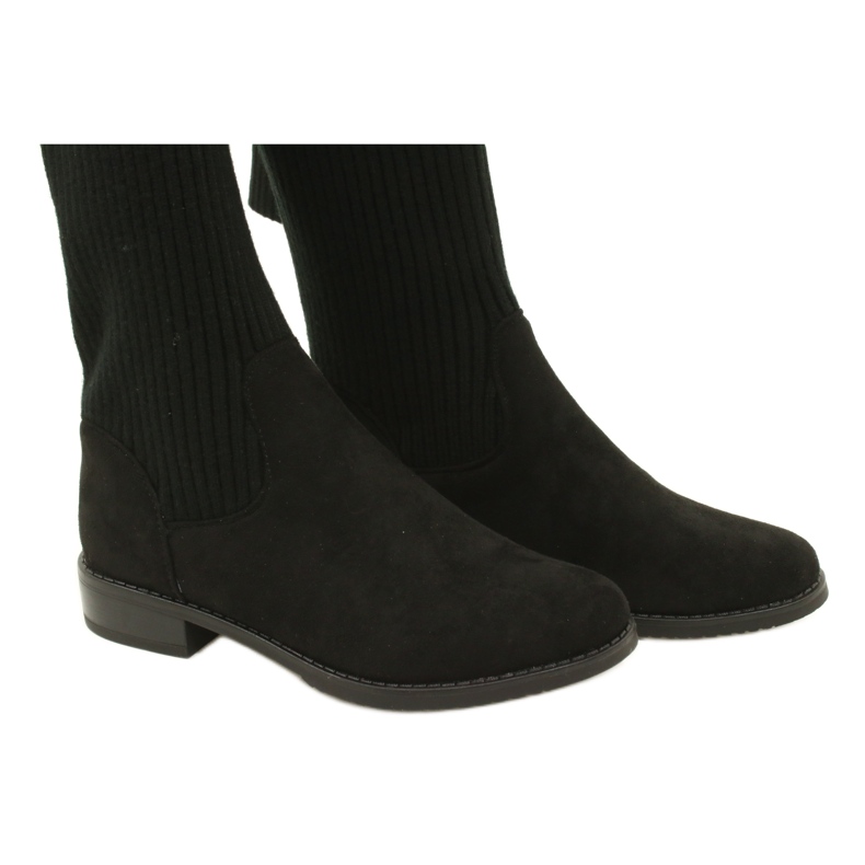 M.Daszyński Bottes côtelées pour femmes SA62-58 Bottes noires 6