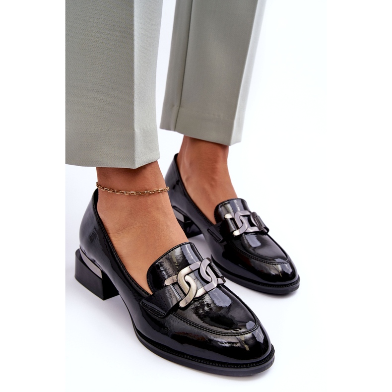 Vinceza Chaussures en cuir verni, mocassins noirs à talons hauts 2