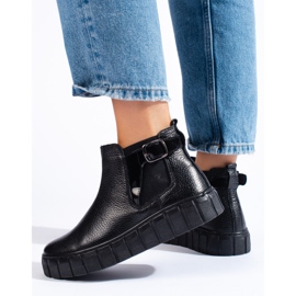 T.Sokolski Bottines Chelsea noires pour femme sur la plateforme Sokolski, en cuir naturel le noir 2