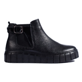 T.Sokolski Bottines Chelsea noires pour femme sur la plateforme Sokolski, en cuir naturel le noir 1