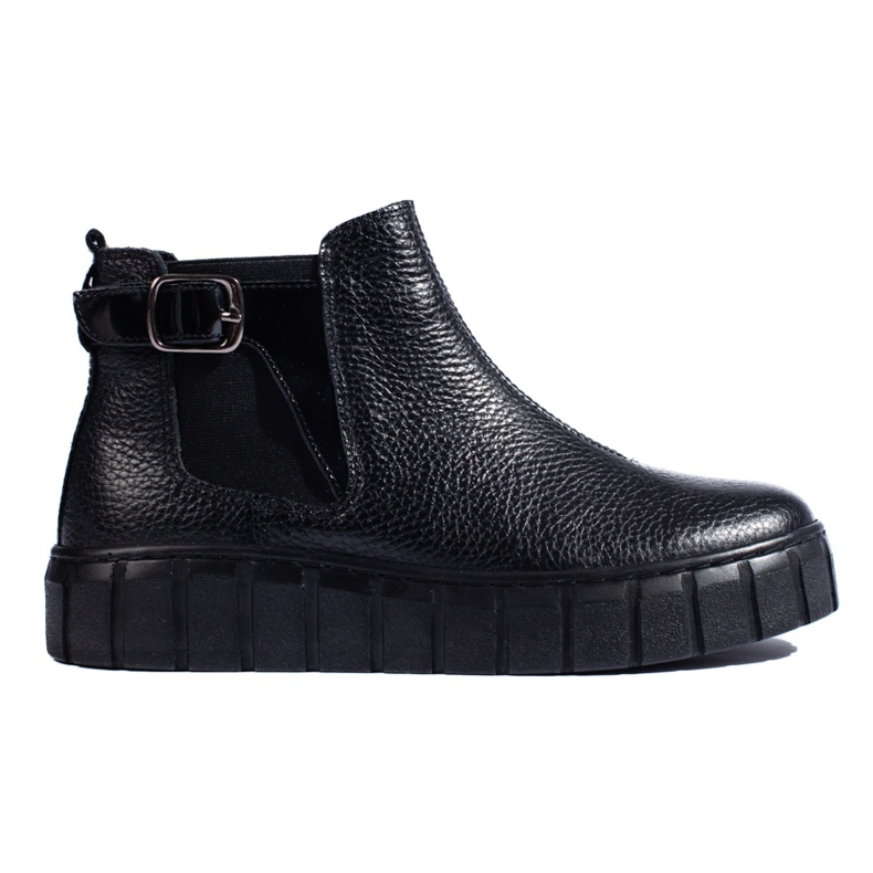 T.Sokolski Bottines Chelsea noires pour femme sur la plateforme Sokolski, en cuir naturel 1