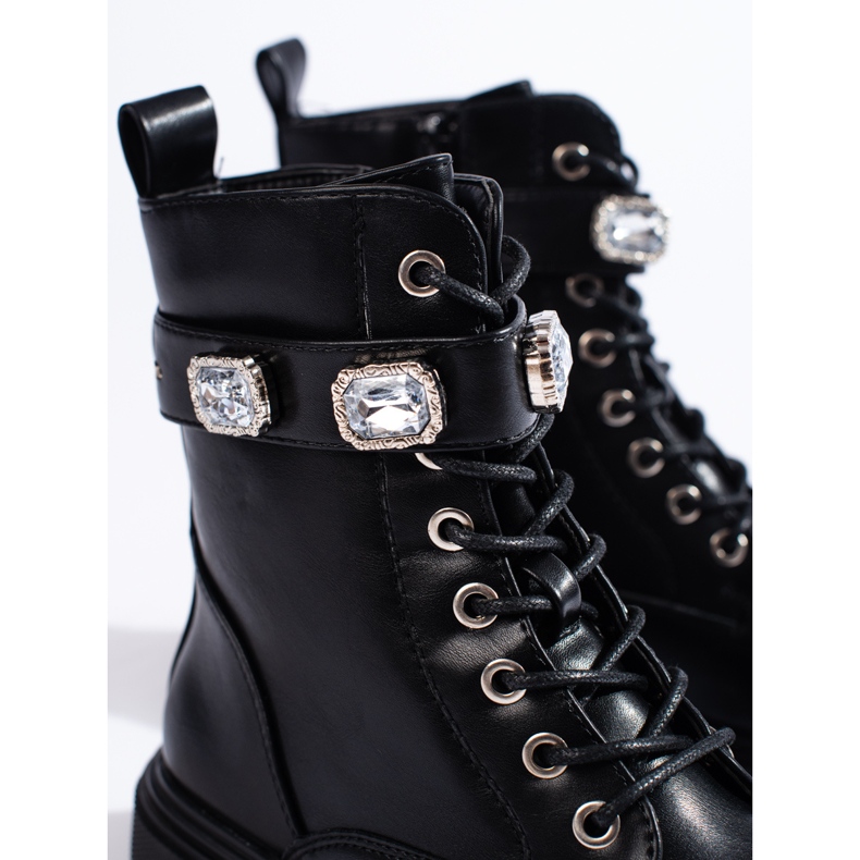 Bottines femme noires avec cristaux 1