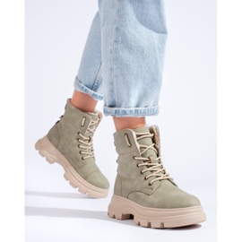 Bottines plateforme femme vertes 1