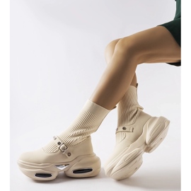 Bottines crème avec tige en chaussette par Ivana beige 1