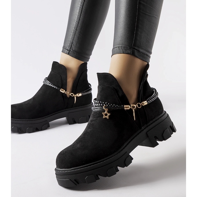 Bottines noires découpées avec bracelet Accettura 1