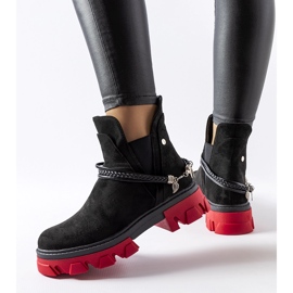 Inna Bottines noires ornées d'une semelle Ettore rouge le noir 1