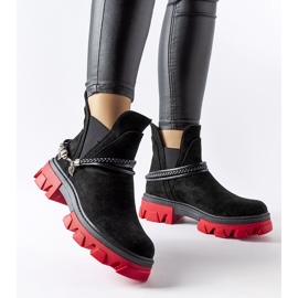 Inna Bottines noires ornées d'une semelle Ettore rouge le noir 2
