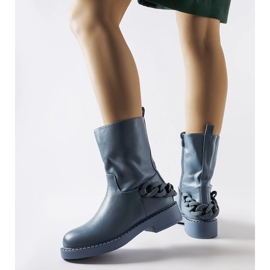 Inna Bottines isolées bleues avec chaîne Linera 2