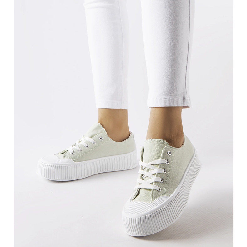 Baskets vertes sur une épaisse plateforme Fortunata 1