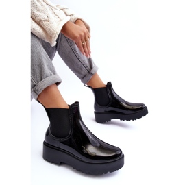 Bottes en caoutchouc laquées sur la plateforme Big Star MM274395 Noir le noir 1