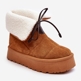 Boots de neige plateforme en peau de mouton Camel Olimuka brun 1 Boots de neige plateforme en peau de mouton Camel Olimuka brun 1