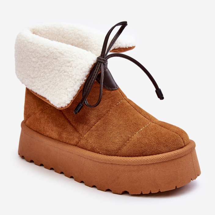 Boots de neige plateforme en peau de mouton Camel Olimuka brun 1 Boots de neige plateforme en peau de mouton Camel Olimuka brun 1
