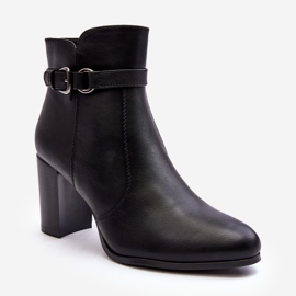 Sergio Leone Bottines en cuir avec boucle pour femme, noir Lasima 1