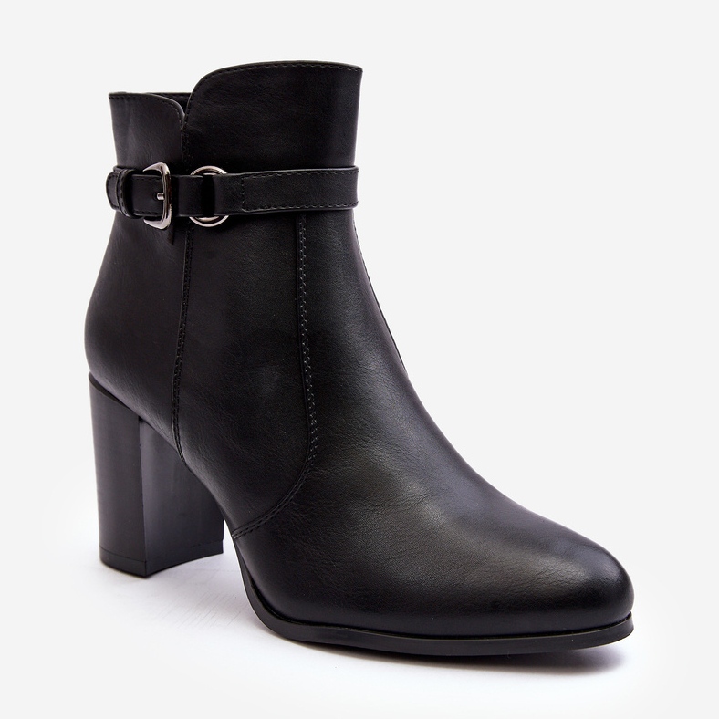 Sergio Leone Bottines en cuir avec boucle pour femme, noir Lasima 1