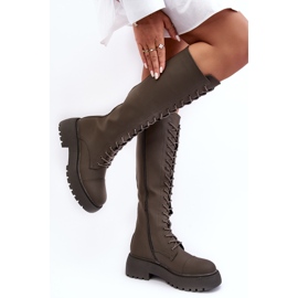 PS1 Bottes chaudes à lacets, cuissardes, vert foncé, Bergdis 2