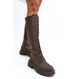 PS1 Bottes chaudes à lacets, cuissardes, vert foncé, Bergdis 3