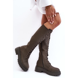 PS1 Bottes chaudes à lacets, cuissardes, vert foncé, Bergdis 4