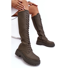 PS1 Bottes chaudes à lacets, cuissardes, vert foncé, Bergdis 5