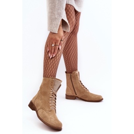 Bottines à lacets femme en daim Nicole 2848 Beige 2 Bottines à lacets femme en daim Nicole 2848 Beige 2