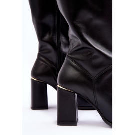Lewski Shoes Bottes à talons hauts en cuir pour femmes noires Lewski 2928/B 2