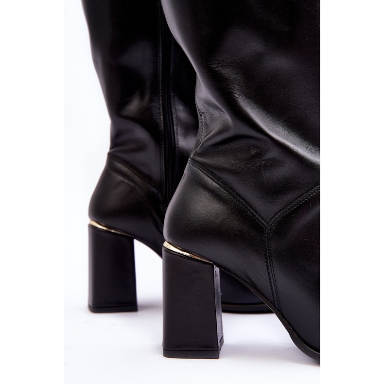 Lewski Shoes Bottes à talons hauts en cuir pour femmes noires Lewski 2928/B 2