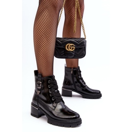 S.Barski Bottes en cuir verni pour femmes D&amp;A MR870-97 Noir le noir 1