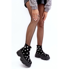 S.Barski Bottes isolées en daim avec cristaux D&amp;A MR870-83 Noir le noir 4