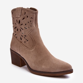 S.Barski Bottes de cowboy ajourées en daim D&amp;A SN622-20 Beige foncé 1