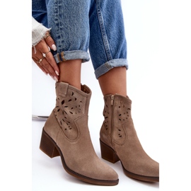 S.Barski Bottes de cowboy ajourées en daim D&amp;A SN622-20 Beige foncé 3